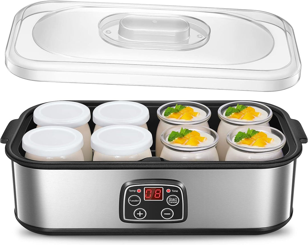 Joghurtmaschine, Griechische Joghurtbereiter mit 8 Gläsern/Deckeln, One-Touch-Display: Perfekt für o