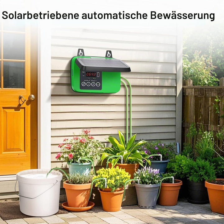 VIVOSUN Solar Automatische Tropfbewässerung Set mit Zeituhr, 3W Ausgang, Solarbetriebenes Bewässerun
