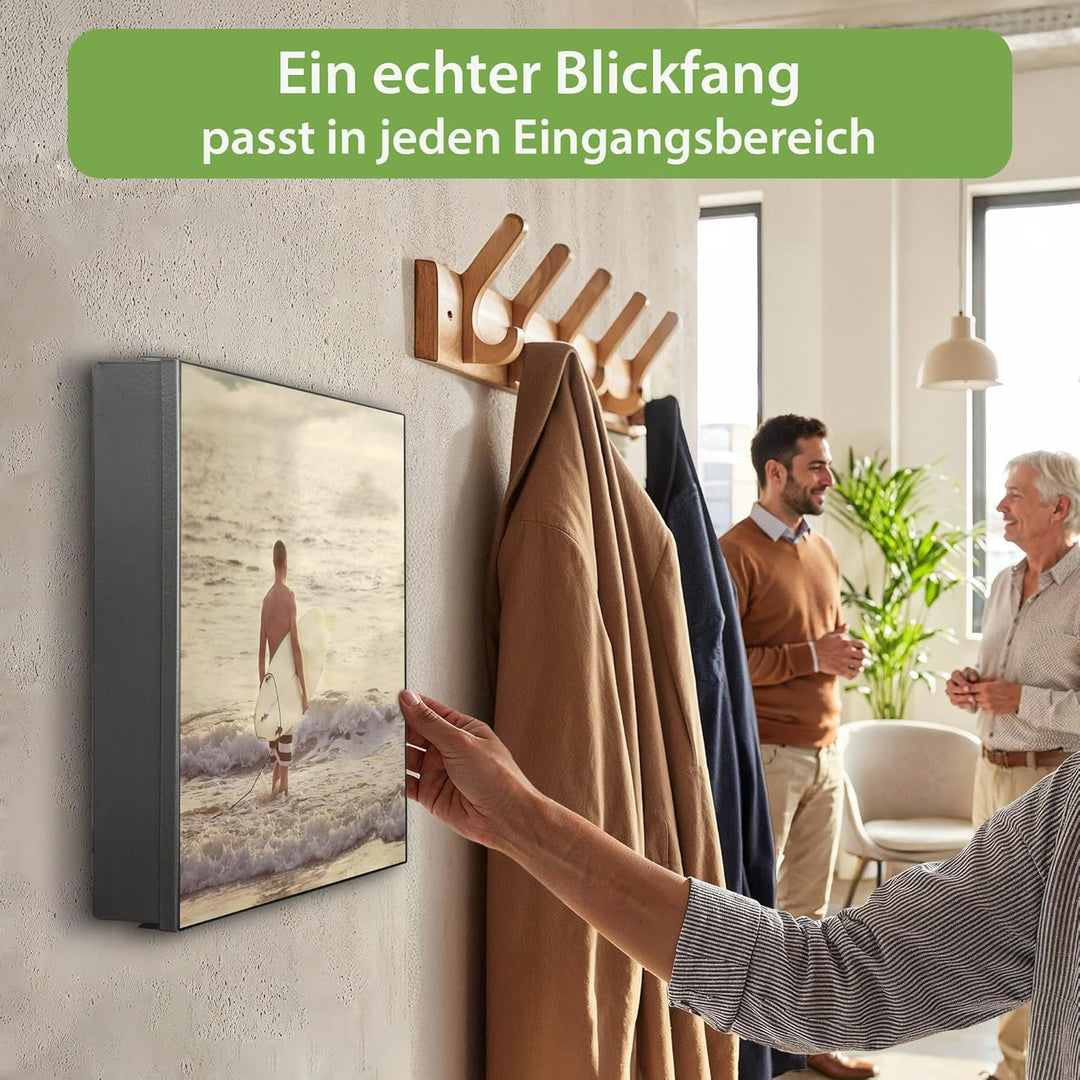 banjado Grosser Schlüsselkasten Metall - Schlüsselbox 30x30cm mit 32 Haken - Schlüsselkasten modern