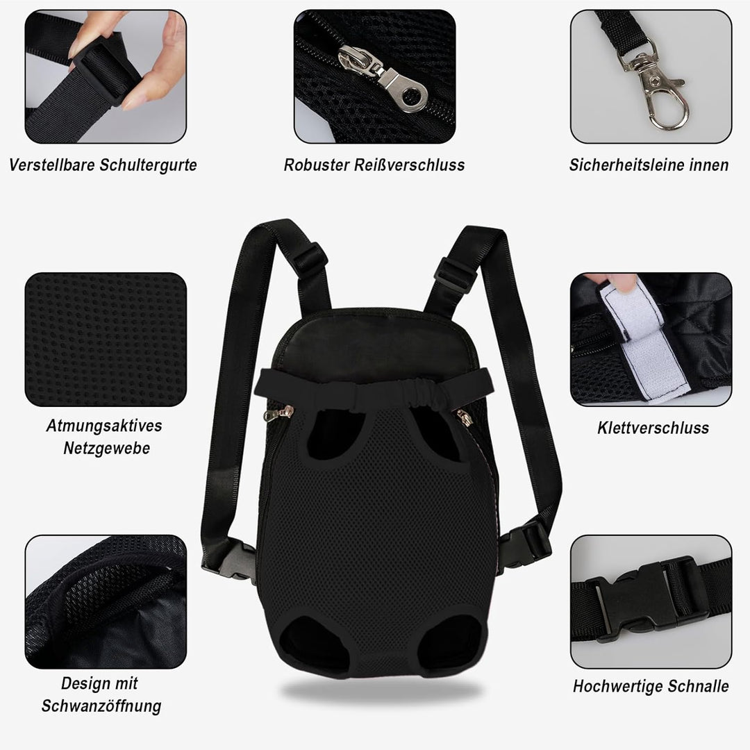 FEimaX Hunde Rucksack Hundetragetasche Verstellbar Frontrucksäcke Atmungsaktiv und Bequem Haustier T