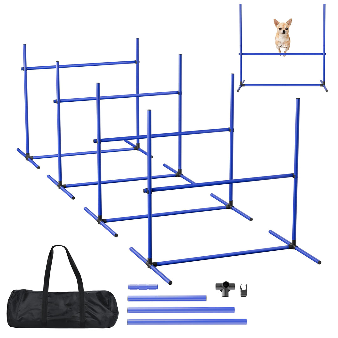 XMTECH 4-TLG. Hunde Agility Set Training Hundesport, Höhenverstellbar, Inklusive Tasche, PVC Hundetr