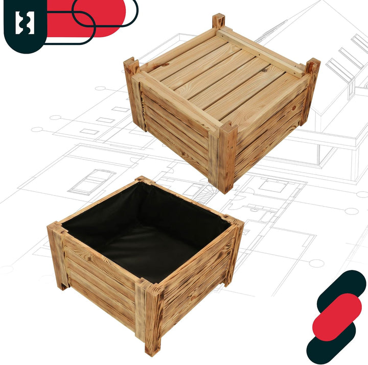 KOTARBAU® Blumenkasten - 50 x 50 x 30 cm - Pflanzkasten mit Vlies - Pflanzkübel gross aussen - Balko