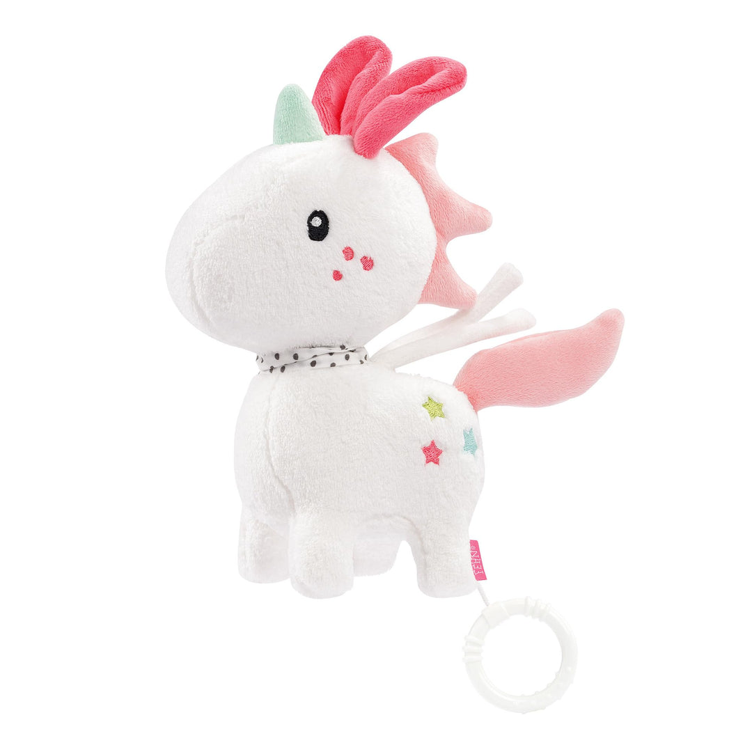 Fehn Spieluhr Baby Einschlafhilfe Einhorn - Kuscheltier mit sanfter Einschlafhilfe Melodie Brahms Wi