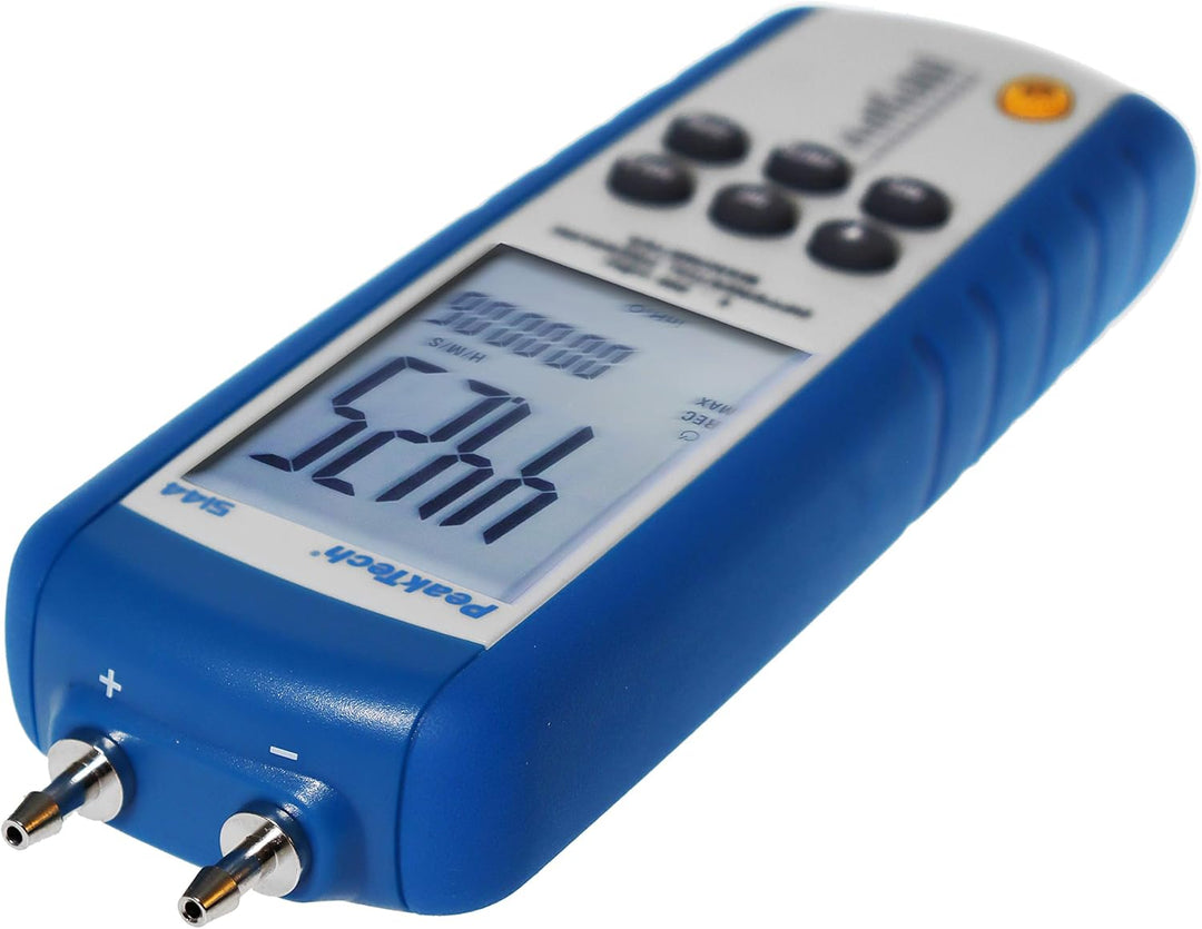 PeakTech 5144 – Digitales Manometermit Messbereich bis max. 200 mBar, Differenzdruck-Messgerät mit U