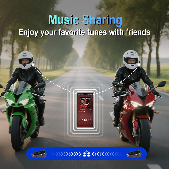 EuroFone Motorrad Bluetooth Headset, Motorrad Bluetooth Intercom Kommunikationssystem mit LED-Bildsc