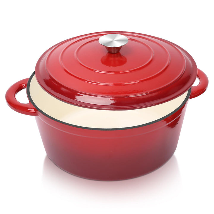 GFTIME Ø28cm Emaille Gusseisen Schmortopf mit Deckel,Dutch Oven für Zuhause, Küche, Gusseisen Bräter