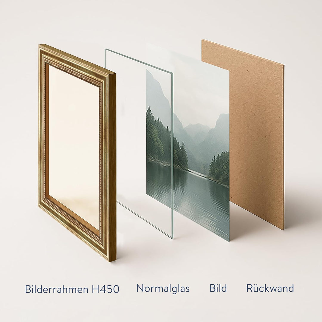WANDStyle Bilderrahmen Antik 40x50cm I Farbe: Gold I Holzbilderrahmen I Fotorahmen I Goldener Barock