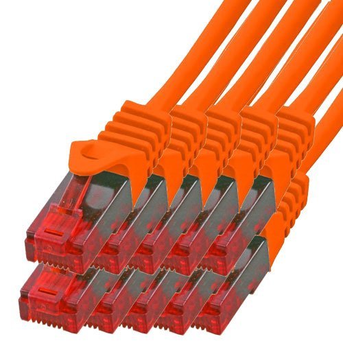BIGtec - 10 Stück - 15m Gigabit Netzwerkkabel Patchkabel Ethernet LAN DSL Patch Kabel orange (2x RJ-