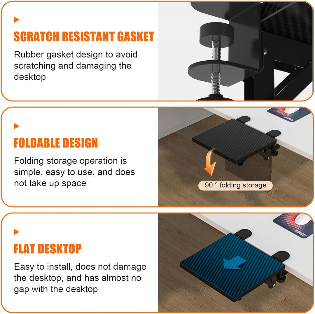 Tischverlängerung, Schreibtisch Erweiterung Ergonomische 20×24cm, 90° Faltbare Armauflage, Schreibti