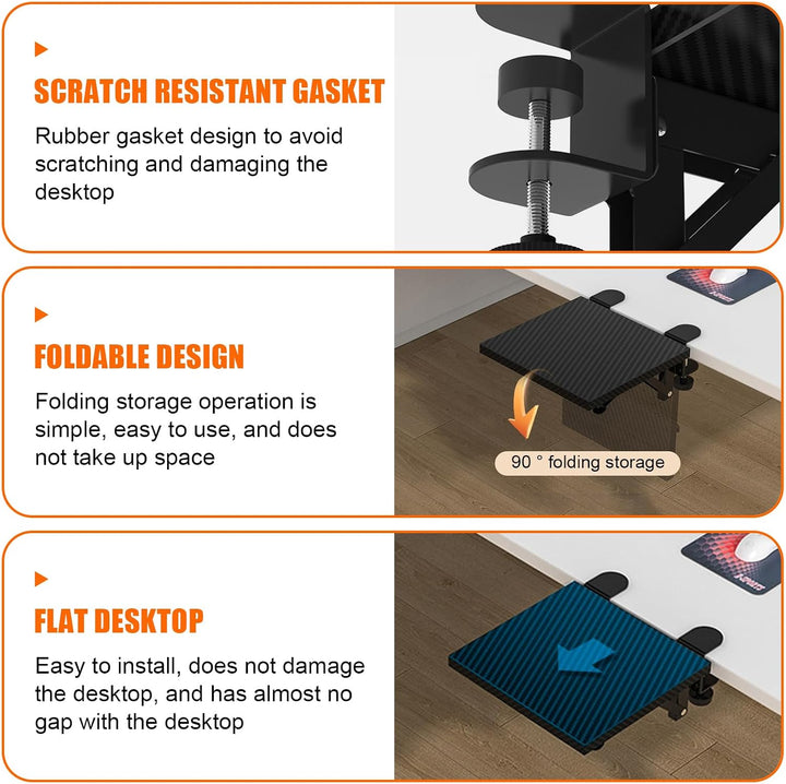 Tischverlängerung, Schreibtisch Erweiterung Ergonomische 20×24cm, 90° Faltbare Armauflage, Schreibti