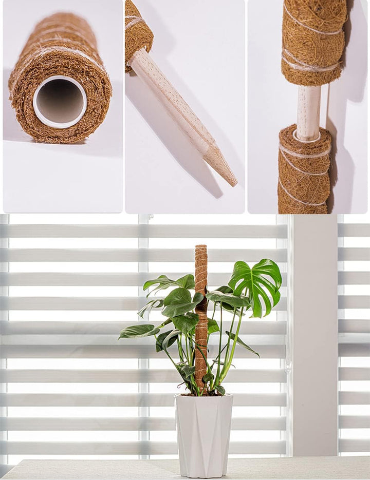 4 Stück Pflanzstab Kokos, 40cm Moosstab für Monstera, Moss Pole, Verlängerbar Coir Moss Stick,Prakti