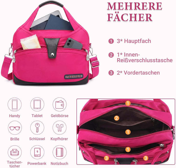 DIRRONA Damen Umhängetasche Multi Pocket Crossbody Bag Schultertaschen Leicht Handtasche Waterproof