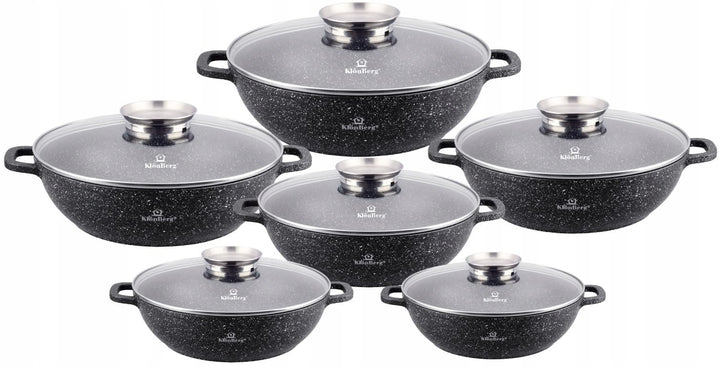 12tlg Topfset 1,7/2/2,6/3,3/3,9/4,8L antihaftbeschichtet, MIT DECKEL, Induktion, Induktion Topf-set