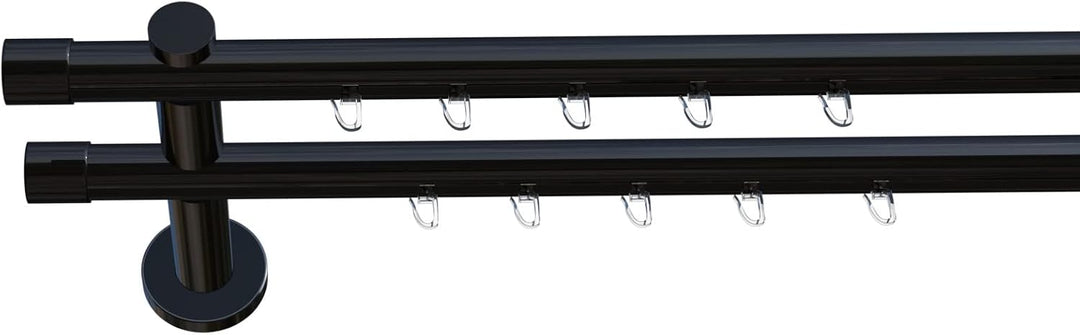 Tilldekor Innenlauf Gardinenstange HIGH-LINE ANDRAX, 2-Lauf, schwarz-glanz, Ø 20 mm, 240 cm, inkl. T