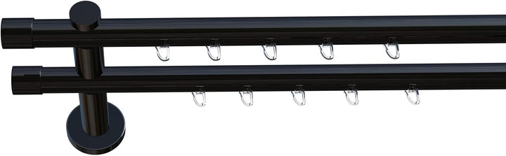 Tilldekor Innenlauf Gardinenstange HIGH-LINE ANDRAX, 2-Lauf, schwarz-glanz, Ø 20 mm, 240 cm, inkl. T