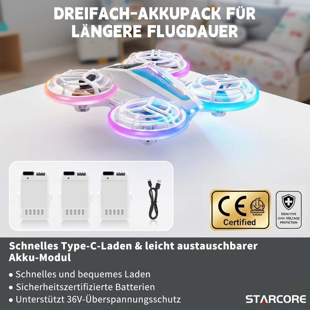 Carox Mini Drohne für Kinder mit Doppeltem LED-Licht, 360° Flip, Propellerschutz, RC Spielzeug Drohn