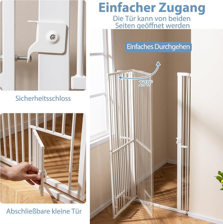 COSTWAY Türschutzgitter Hunde, Absperrgitter ganz hoch, 77-104 cm x 171 cm, Schutzgitter mit Kleiner