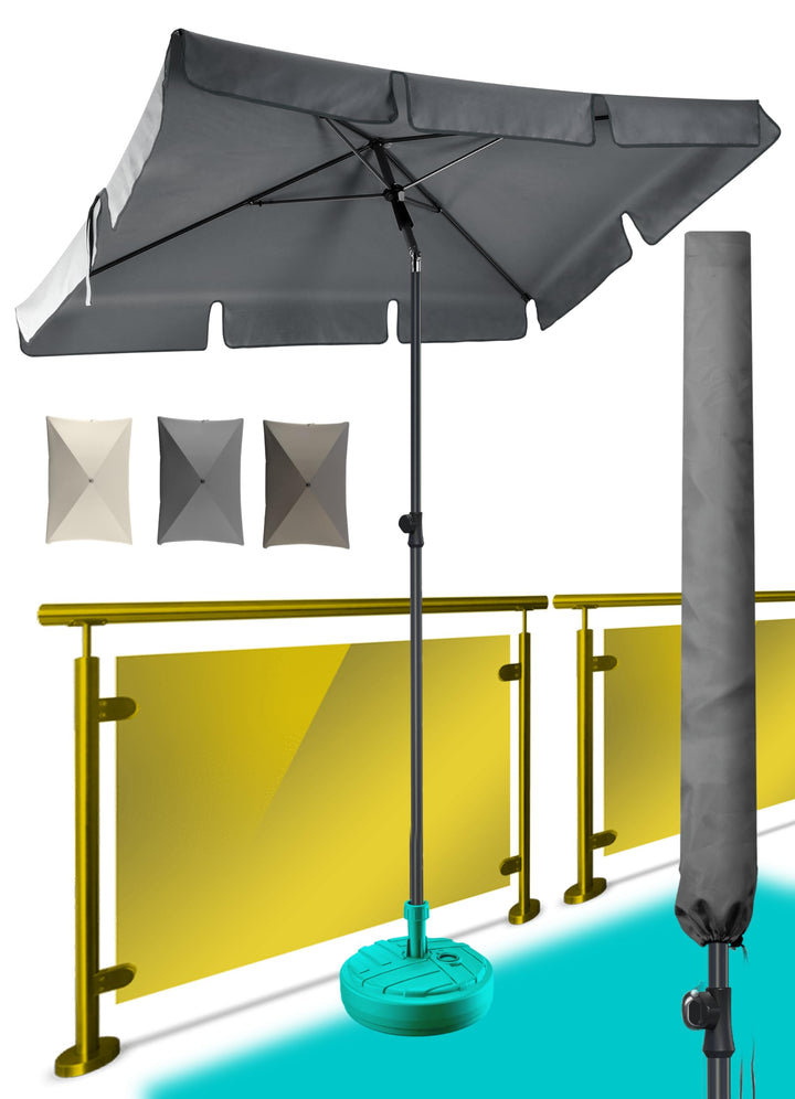 Menz Sonnenschirm, inkl. Sonnenschirmhülle - UPF 50+ Sonnenschirm rechteckig 200 x 125 cm, Sonnensch