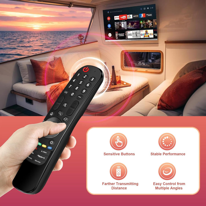 Ersatz für LG Magic Remote, MR24GA MR23GA MR22GN MR21GA MR20GA Universal Fernseher Fernbedienung kom