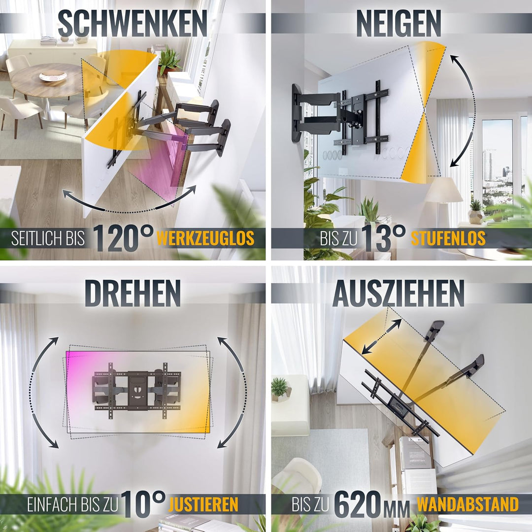 RICOO TV Wandhalterung Ecke Schwenkbar Neigbar für 37-70 Zoll, Universal TV Halterung S5364, Fernseh