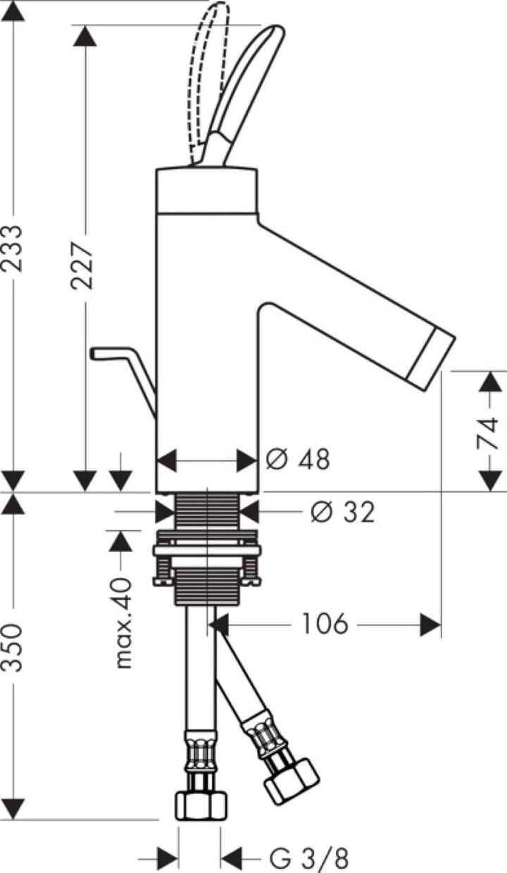AXOR Wasserhahn Starck Classic (Armatur mit Auslauf Höhe 70 mm und Zugstangen-Ablaufgarnitur) Chrom