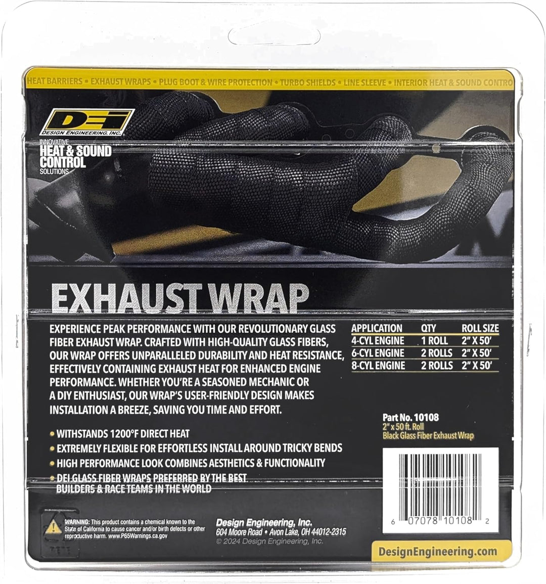 Design Engineering Dei 457 Auspuff Wärme Wrap, 2,5 cm X 50 'Roll – Tan 2\" x 50' Roll schwarz, 2\" x