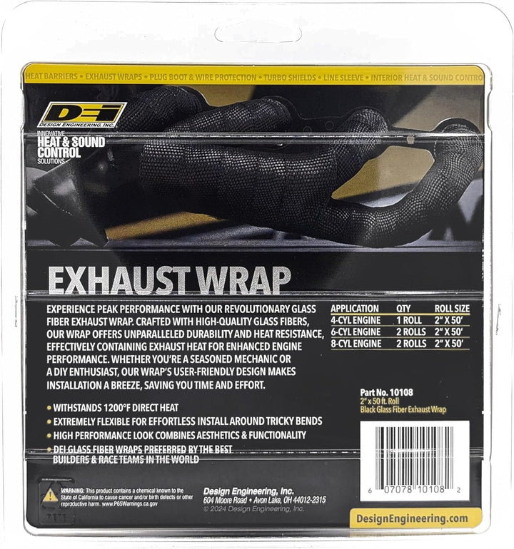 Design Engineering Dei 457 Auspuff Wärme Wrap, 2,5 cm X 50 'Roll – Tan 2\" x 50' Roll schwarz, 2\" x