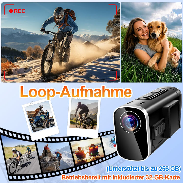 Action Cam 4K WiFi, Dual-Objektiv-Stabilisierung Helmkamera, 6 Stunden Aufnahmezeit Actionkameras mi