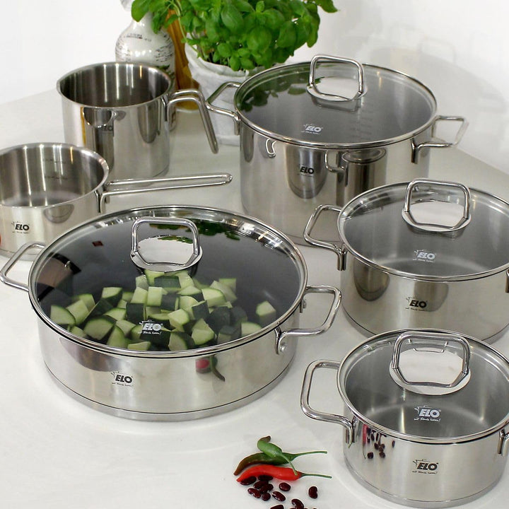 Elo 7242026 Kochtopf aus Edelstahl, 20 cm Durchmesser, Kochtopf und Glasdeckel, geeignet für alle He
