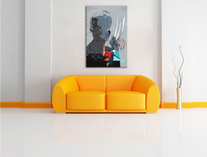 Wolverine Pinsel Effekt, Format: 100x70 auf Leinwand, XXL riesige Bilder fertig gerahmt mit Keilrahm