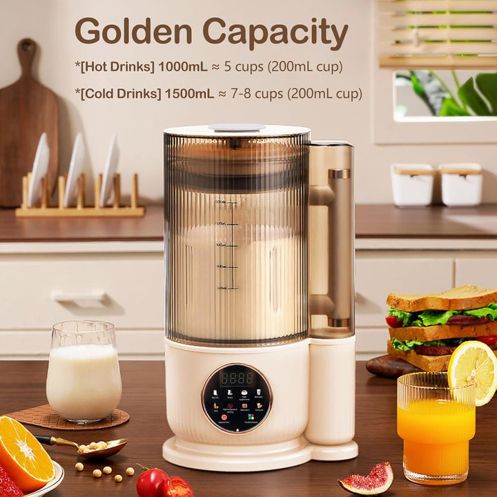 Nussmilchmaschine, Wandbrechender Maschine 1500 ml Automatische Sojamilch Maschine Smoothie und Saft