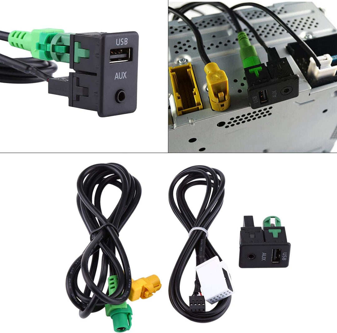 Qiilu Auto USB AUX Schalter Steckdose Kabelbaum Kabel Adapter für BMW 3er 5er E87 E90 E91 E92 X5 X6