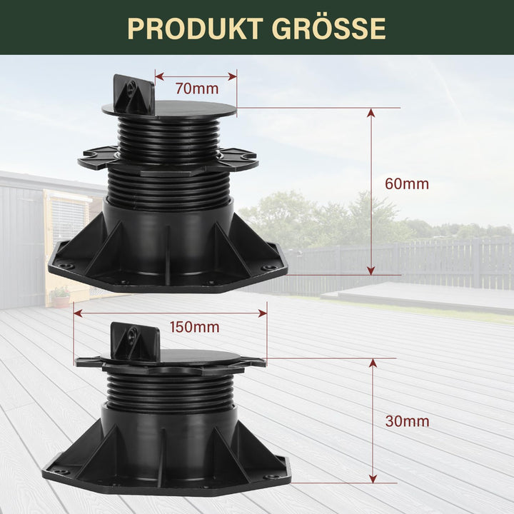 Gimisgu Stellfuss 10 Stück Stelzlager höhenverstellbar 60-140mm Plattenlager - Stelzlager für Terras
