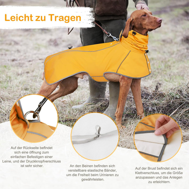 Hunderegenmantel - Wasserdichter Regenjacke für Hunde, Einstellbare Regenmantel für Mittlere, Grosse