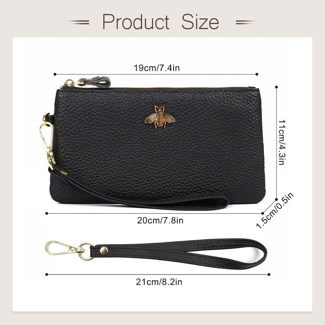 imeetu Women's Wristlet Clutch Leather Cell Phone Wallet Purse with Wrist Strap 1-schwarz, 1-schwarz