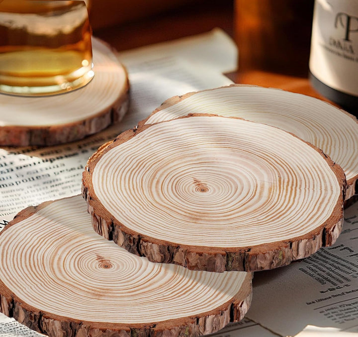 16 Set Holzscheiben 25-28cm, Unbehandelte Baumscheiben aus Kiefernholz 1.5cm Dicke ohne Loch,Runde H