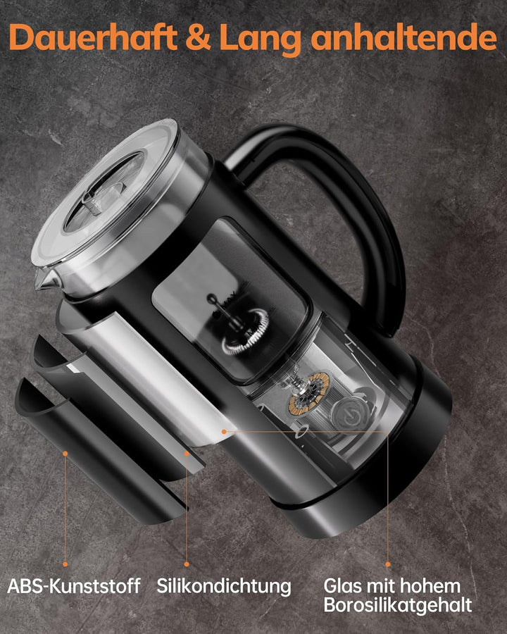 Morpilot Milchaufschäumer Elektrisch, 130-600ml 550W, 4 in 1 Milchschäumer für Heisser und Kalter, V