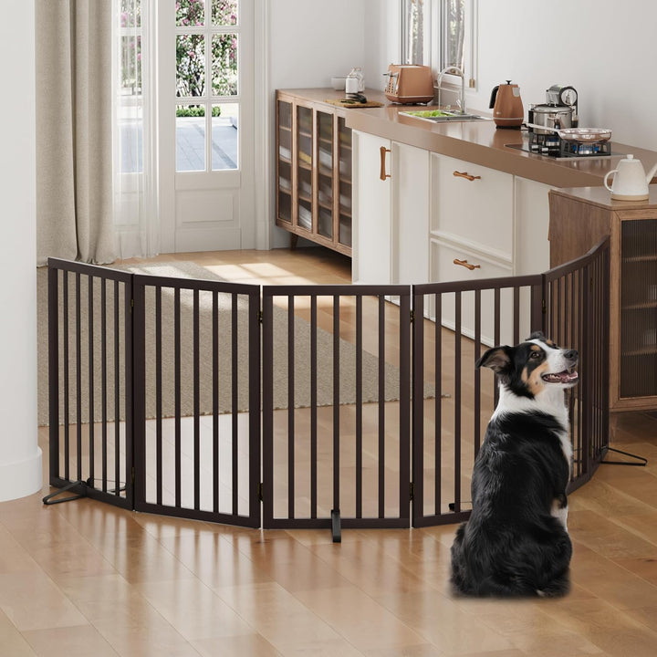 Hundegitter, hohe, freistehende Hundegitter für Türen, 6 Paneele (braun) Braun 6 Panel - 288 cm Wide