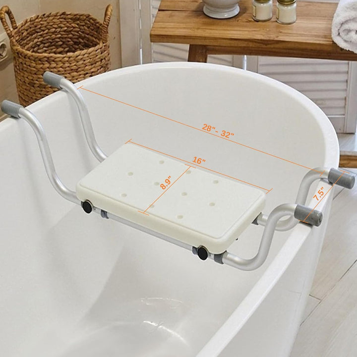 Badewannensitz,Badewannensitz Senioren, rutschfest Badewannenbretter,Ausziehbare 71-81.5 cm,150 KG T