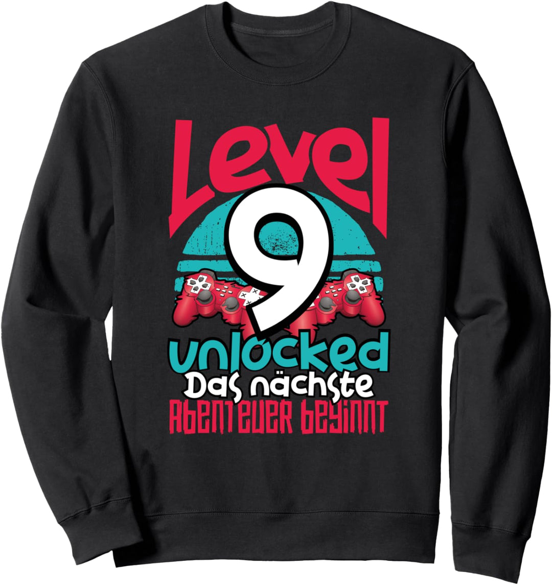 Level 9 Unlocked Gamer 9th Birthday Gifts Cool Retro Gaming Sweatshirt