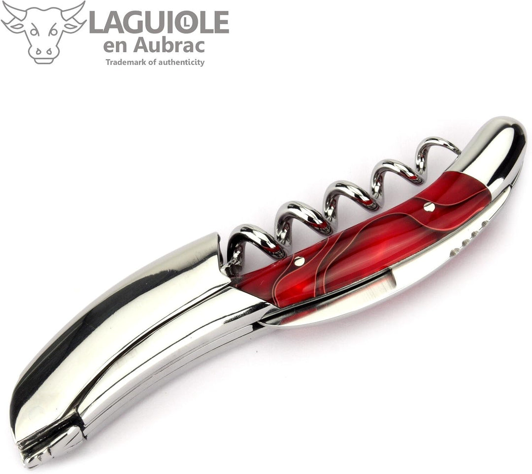 Laguiole en Aubrac Kellnermesser Sommelierbesteck SOM99WRI Griffschalen Acrylglas Marsh Mallow rot,