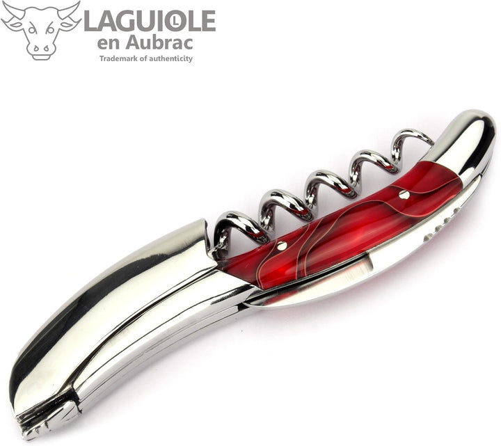 Laguiole en Aubrac Kellnermesser Sommelierbesteck SOM99WRI Griffschalen Acrylglas Marsh Mallow rot,