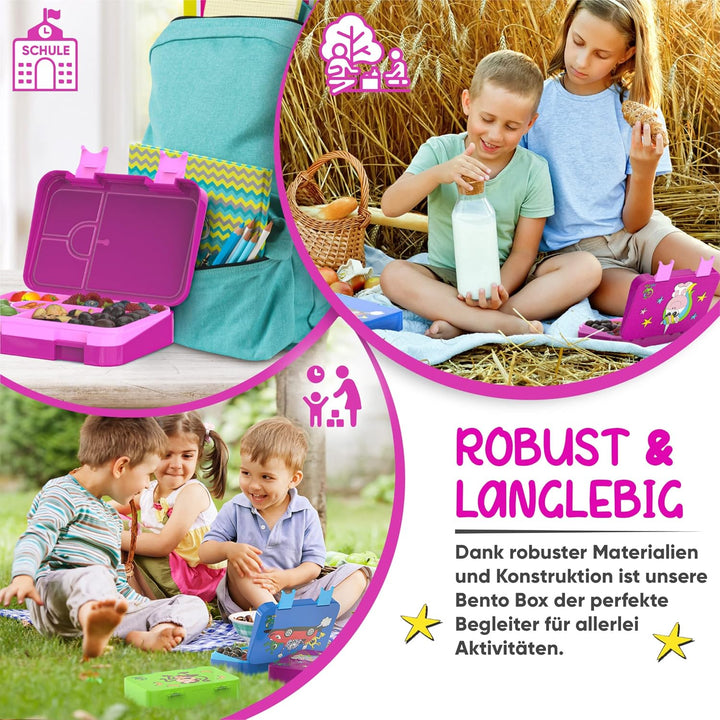 TAKWAY Brotdose Kinder mit Fächern 4+2 - robust & kinderfreundlich - Bento Box Lunchbox für KiTa Sch