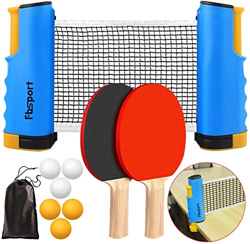 Tischtennisschläger/Schläger,Ausziehbare Tischtennisnetze,6 Ping-Pong Bälle,1*Mesh Bag,tragbar Tisch