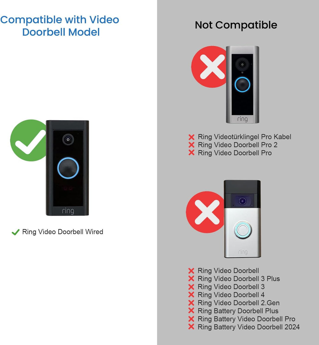 Zubehör für Ring Video Doorbell Wired/Video-Türklingel Kabel – Halterung verdeckt eventuell alte Boh