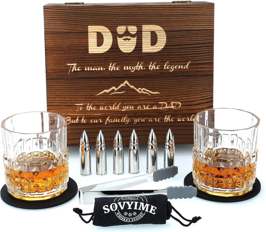 Bester Papa Geschenk Geburtstag Whiskey Gläser, Whisky Geschenkset Vatertagsgeschenk für Papa, 2 Whi