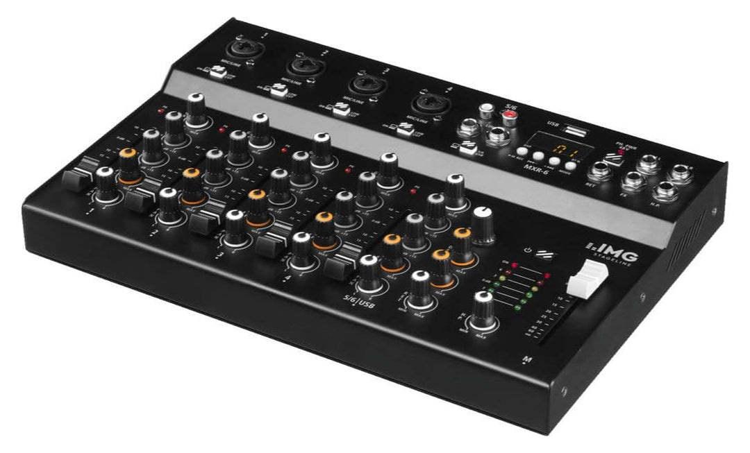 IMG STAGELINE MXR-6, 6-Kanal Audio-Mischpult mit integriertem MP3-Player, Bluetooth-Empfänger und DS