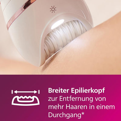 Philips Epilierer Series 8000 - inkl. 9 Aufsätze, kabellos mit Nass- und Trockenfunktion (Modell BRE