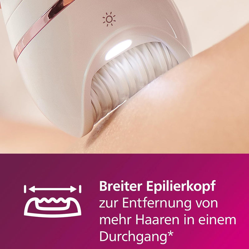 Philips Epilierer Series 8000 - inkl. 9 Aufsätze, kabellos mit Nass- und Trockenfunktion (Modell BRE