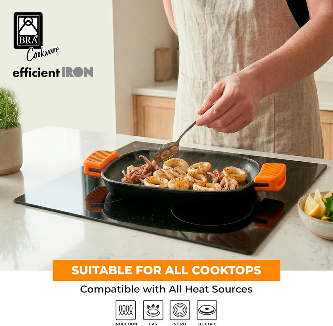 BRA Efficient Iron - Grillpfanne Grill rechteckig 35 cm Grill rechteckig Mit Streifen, Grill rechtec